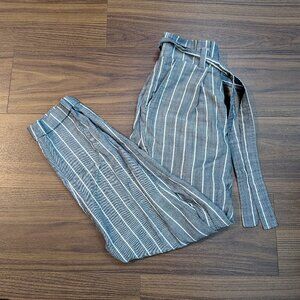 Forever 21 gray and white striped paperbag pants - Size XS